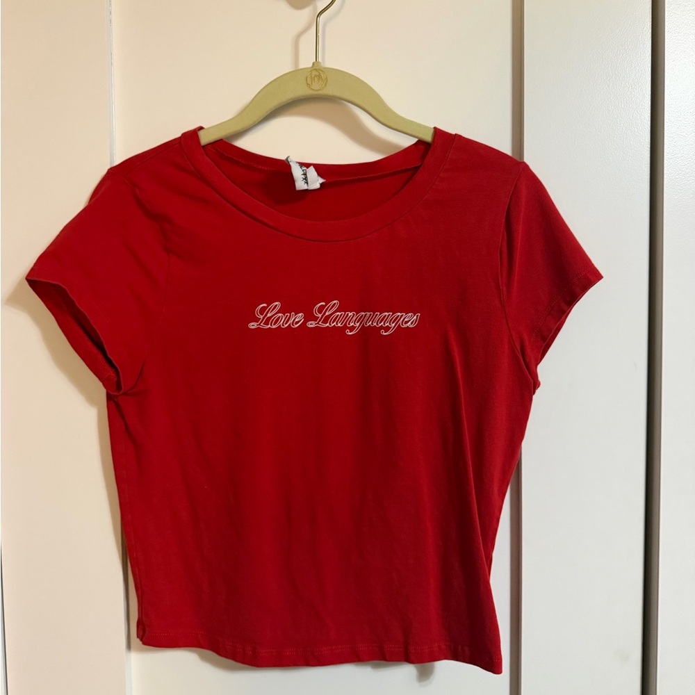 Princess Polly Red 'Love Languages' Crop Tee